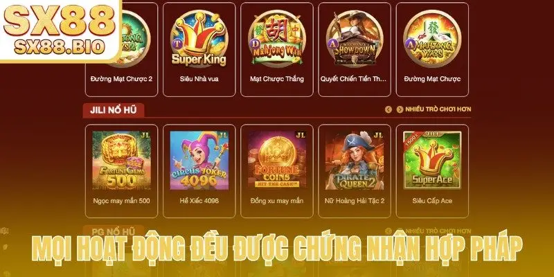 Mọi hoạt động đều được chứng nhận hợp pháp